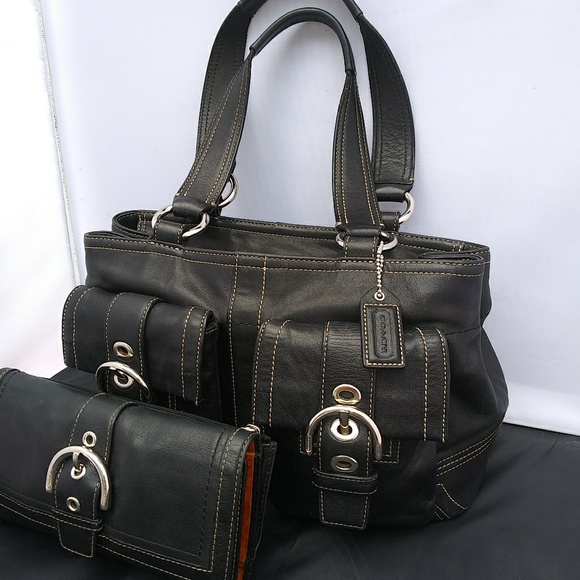 Coach bag purse shoulder bag with matching wallet - Picture 1 of 6